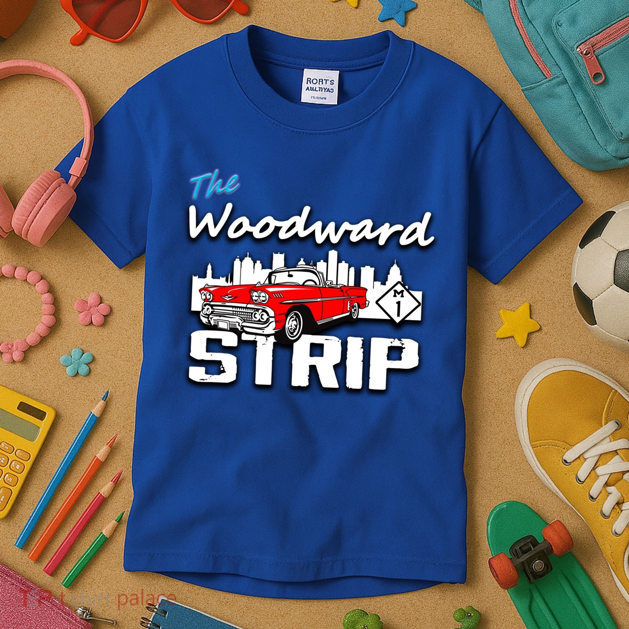 Woodward Strip Classic Car Kids T-Shirt