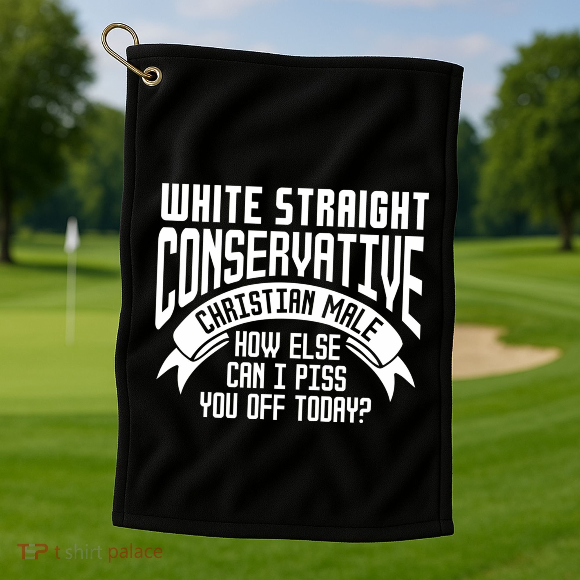 White Straight Conservative Christian Male Golf Towel