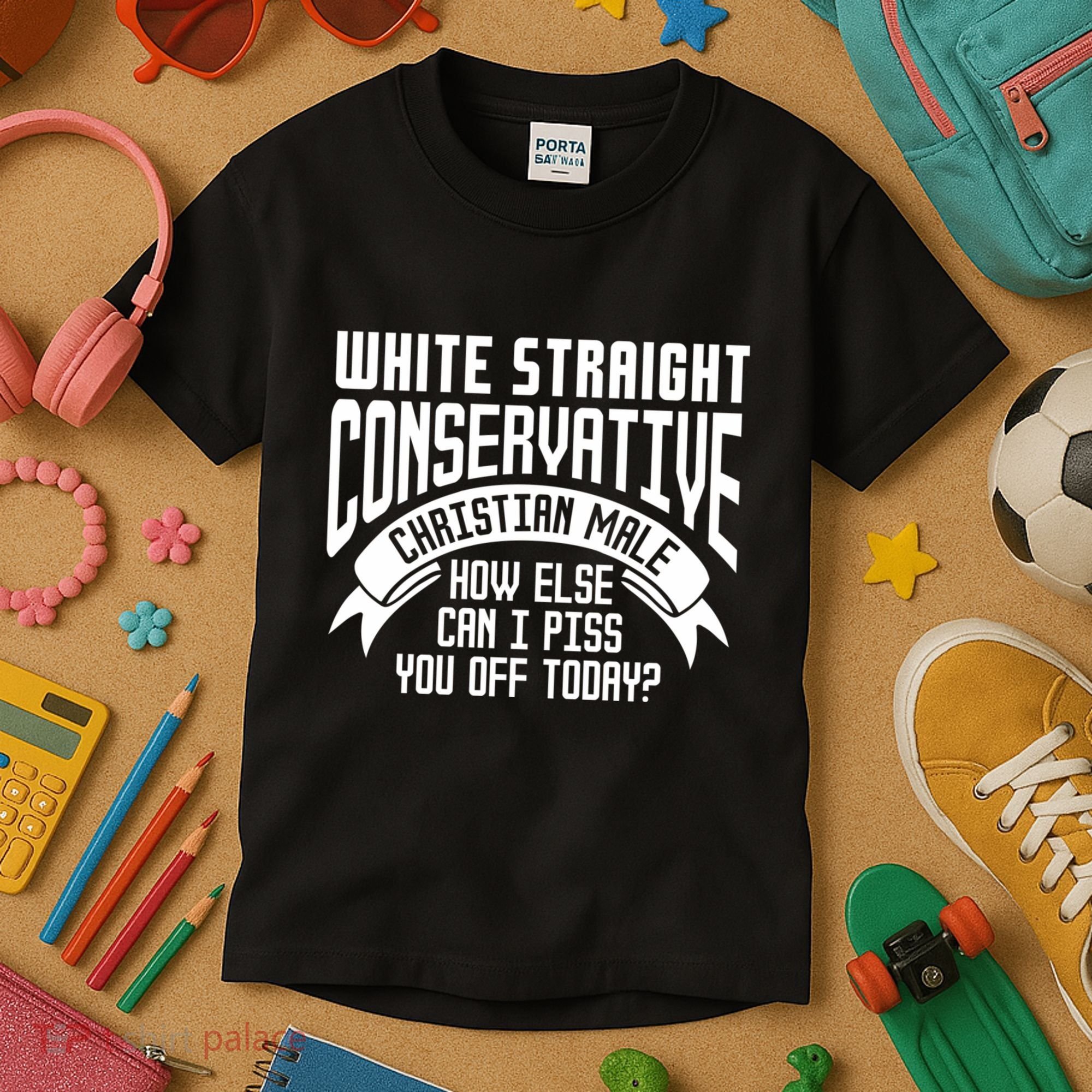 White Straight Conservative Christian Male Kids T-Shirt