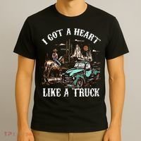 Western Sunset Cow I Got A Heart Like A Truck Vintage T-Shirt thumb 3