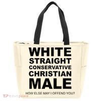 WHITE STRAIGHT CONSERVATIVE CHRISTIAN MALE Offensive Tote Bag thumb 0