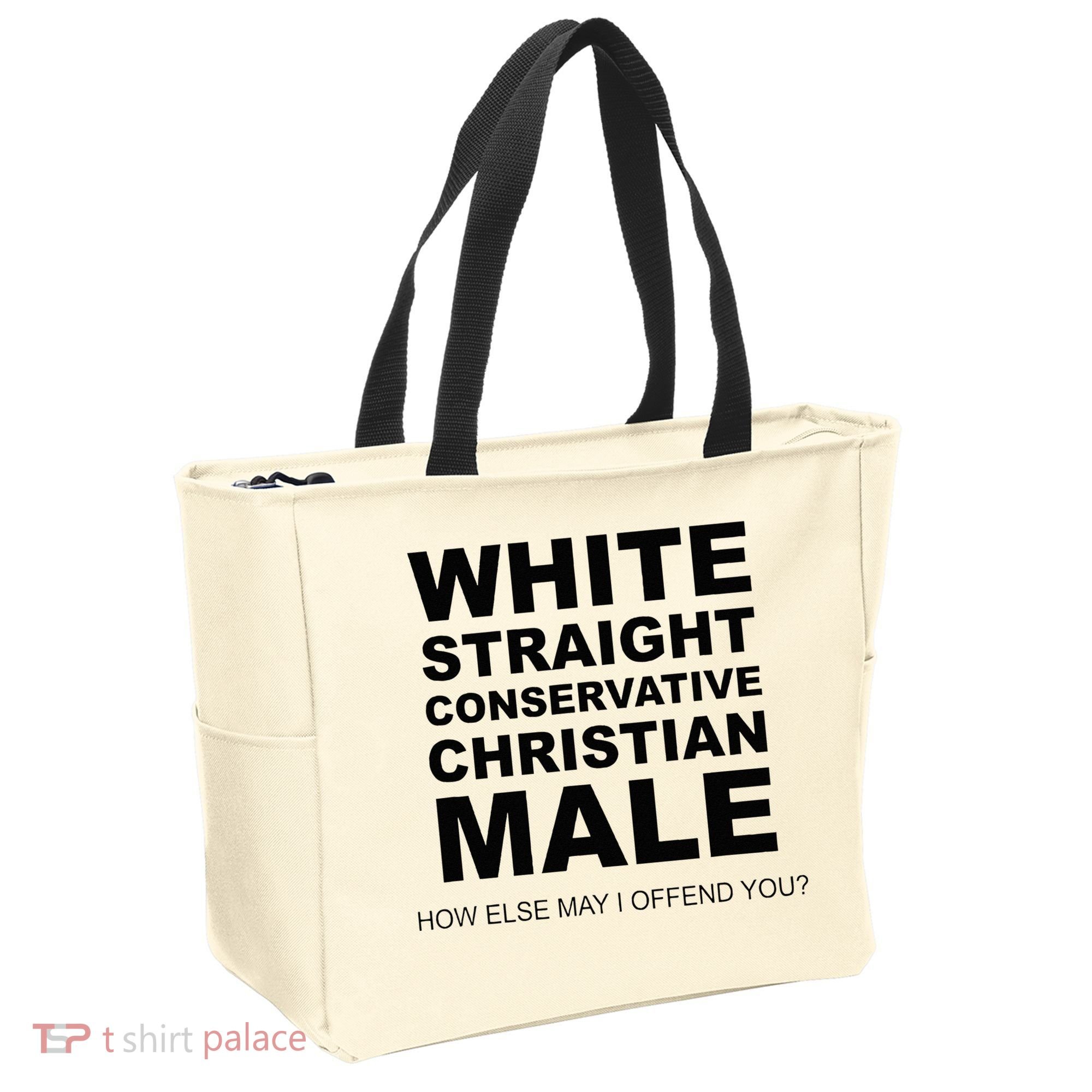 WHITE STRAIGHT CONSERVATIVE CHRISTIAN MALE Offensive Tote Bag