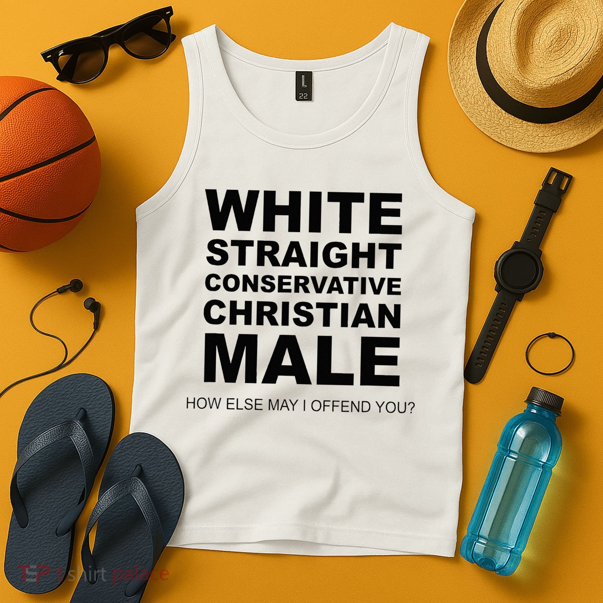 WHITE STRAIGHT CONSERVATIVE CHRISTIAN MALE Offensive Tank Top