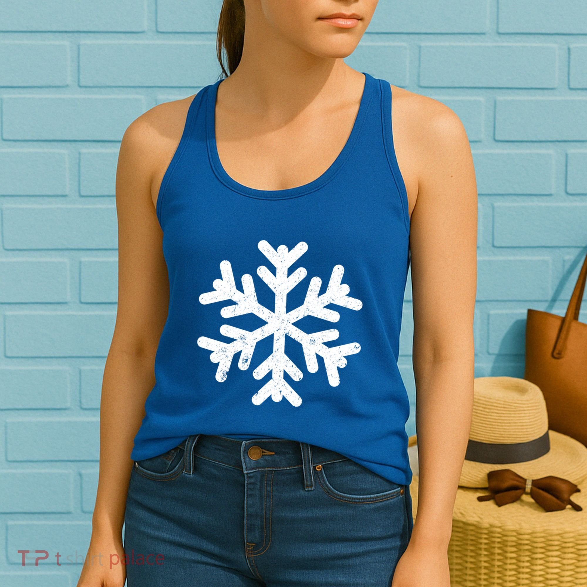White Snowflake Cool Winter Sports Xmas Gift Meaningful Gift Women's Tank Top