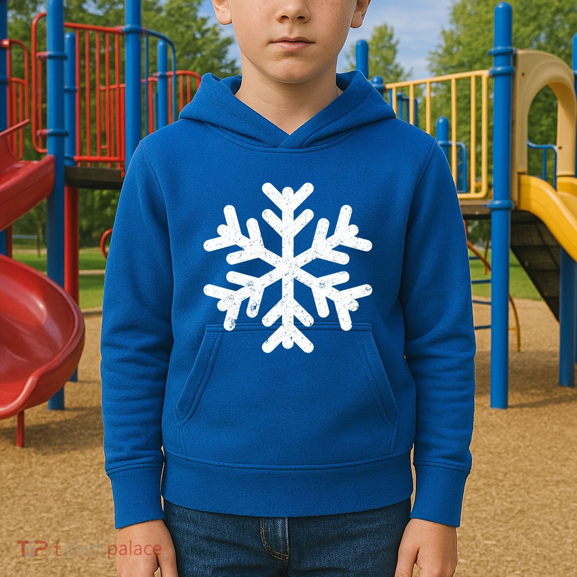 White Snowflake Cool Winter Sports Xmas Gift Meaningful Gift Kids Hoodie