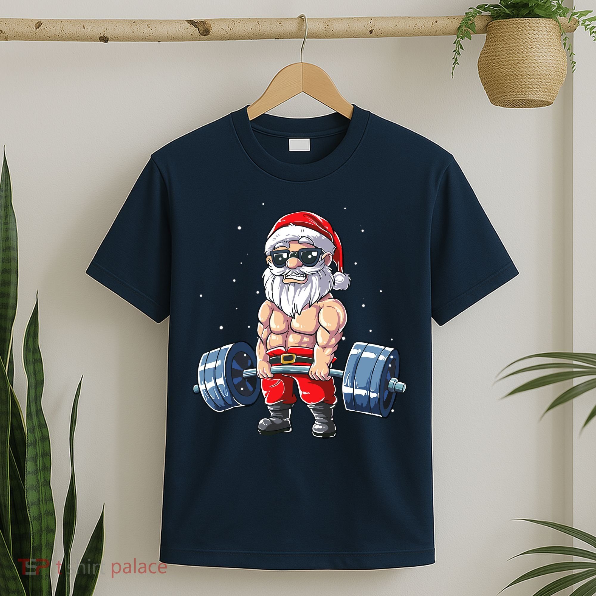 Weightlifting Santa Claus Christmas Fitness Gym T-Shirt