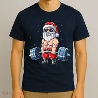 Weightlifting Santa Claus Christmas Fitness Gym T-Shirt thumb 3