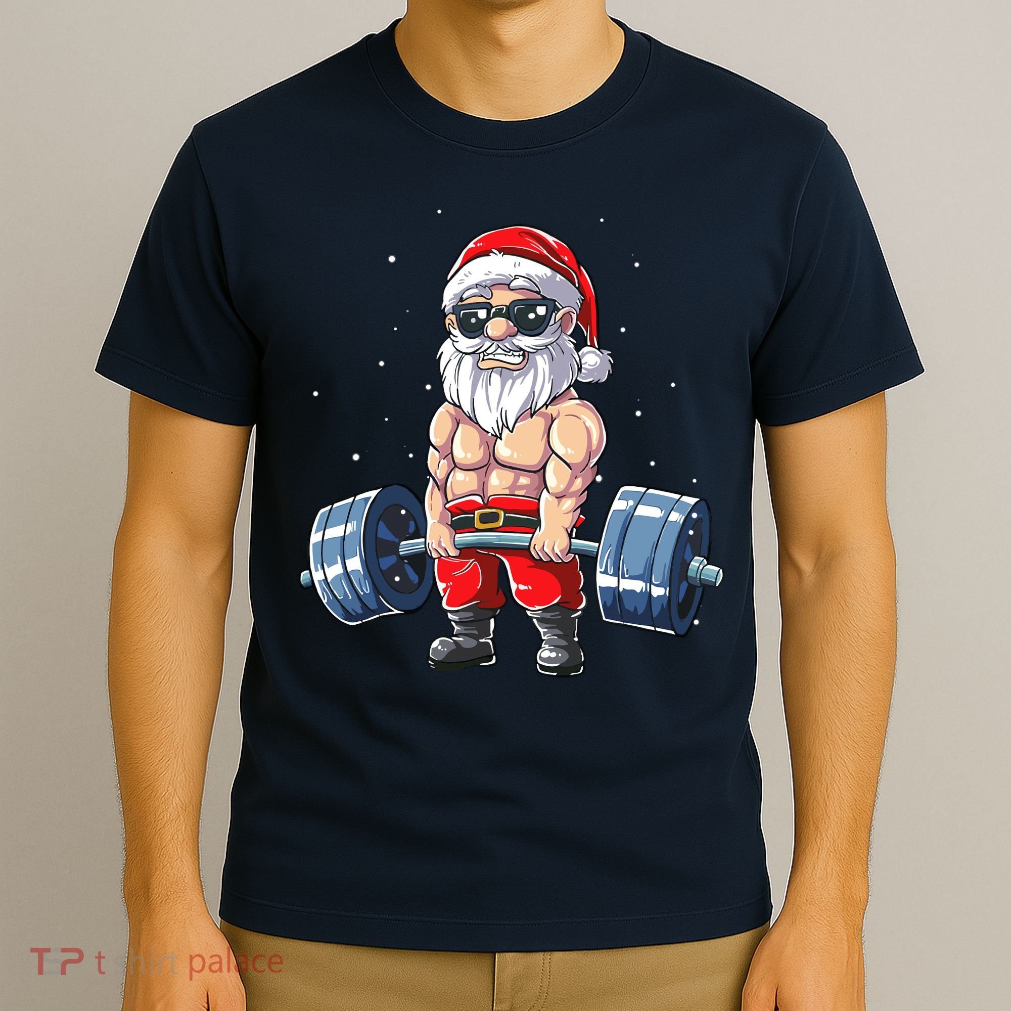 Weightlifting Santa Claus Christmas Fitness Gym T-Shirt