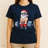 Weightlifting Santa Claus Christmas Fitness Gym T-Shirt thumb 4