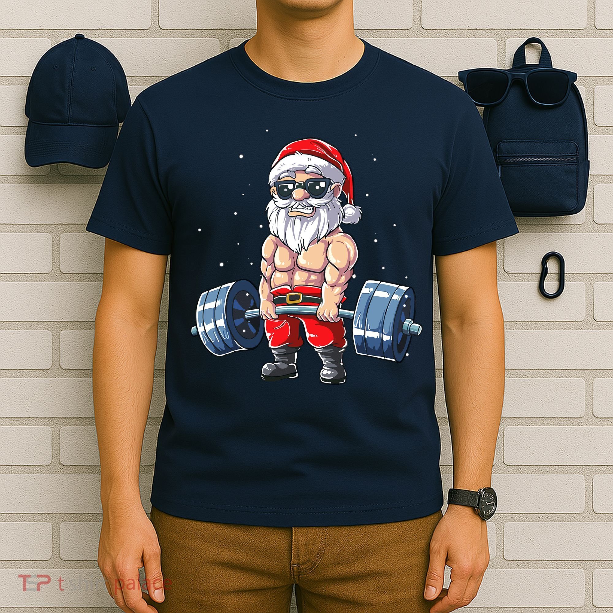 Weightlifting Santa Claus Christmas Fitness Gym T-Shirt