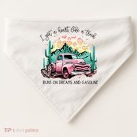 Western Sunset Cow I Got A Heart Like A Truck USA-Made Doggie Bandana thumb 0