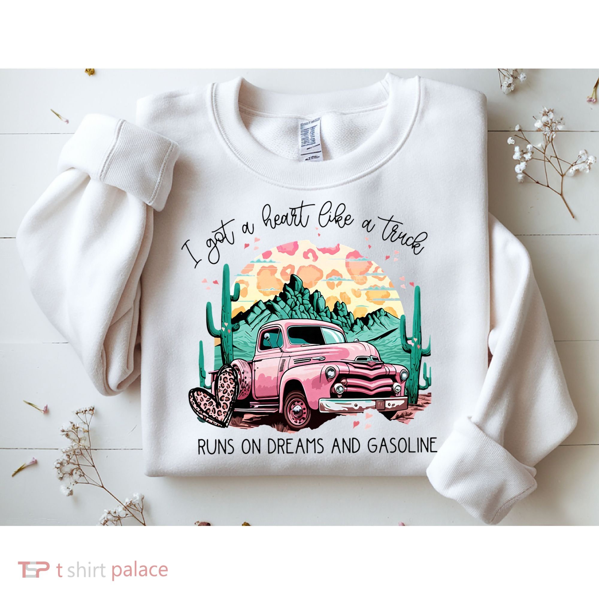 Western Sunset Cow I Got A Heart Like A Truck Sweatshirt
