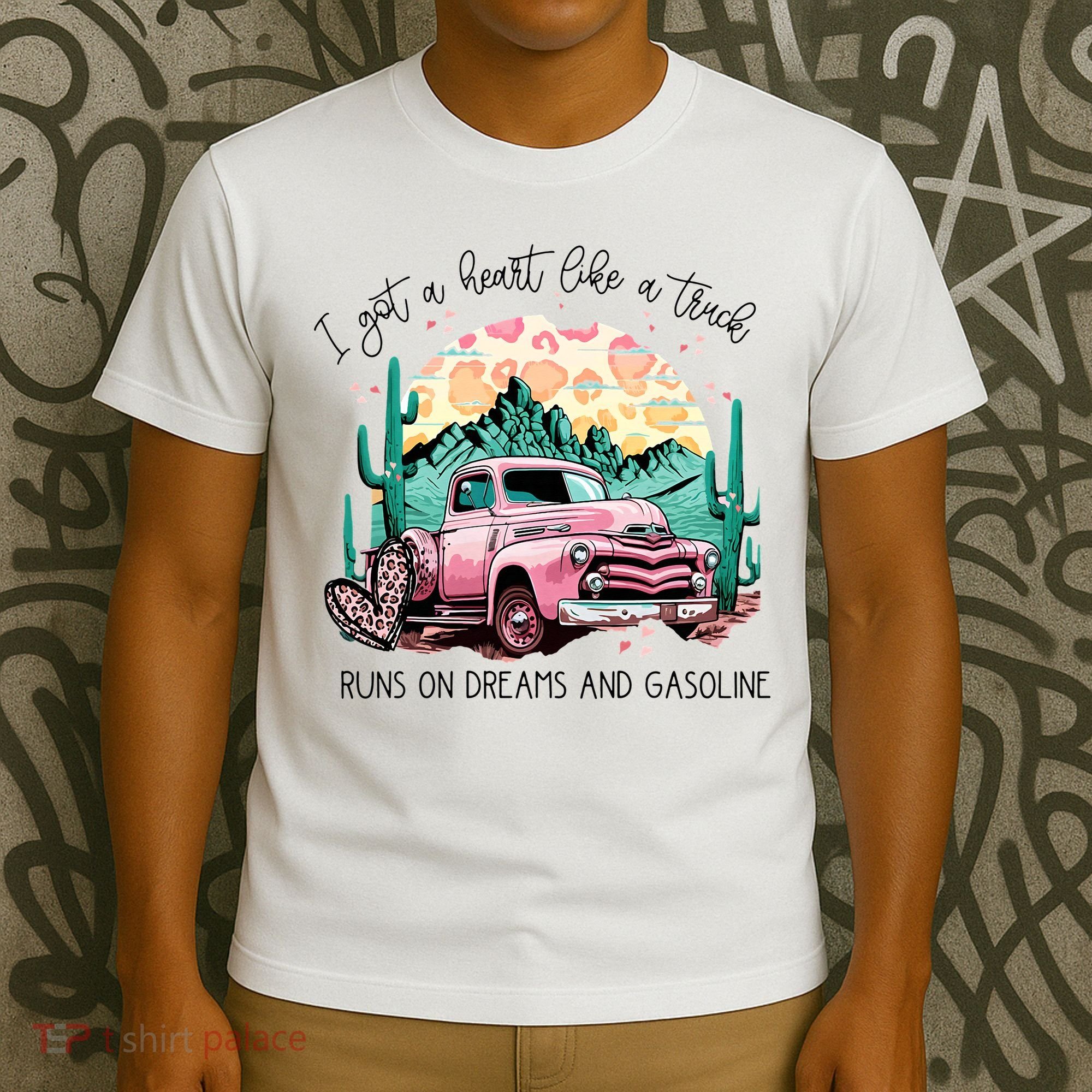 Western Sunset Cow I Got A Heart Like A Truck T-Shirt