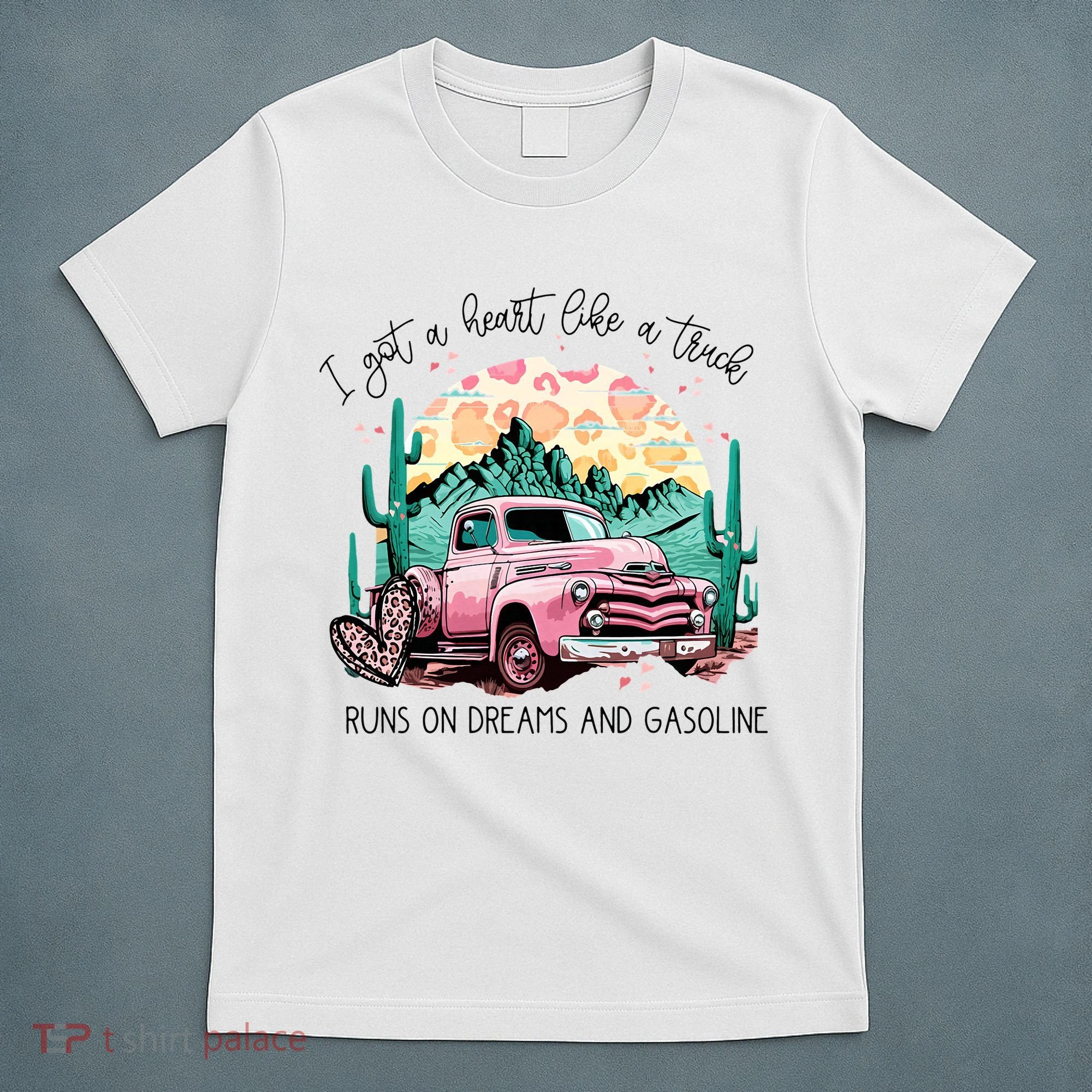 Western Sunset Cow I Got A Heart Like A Truck T-Shirt