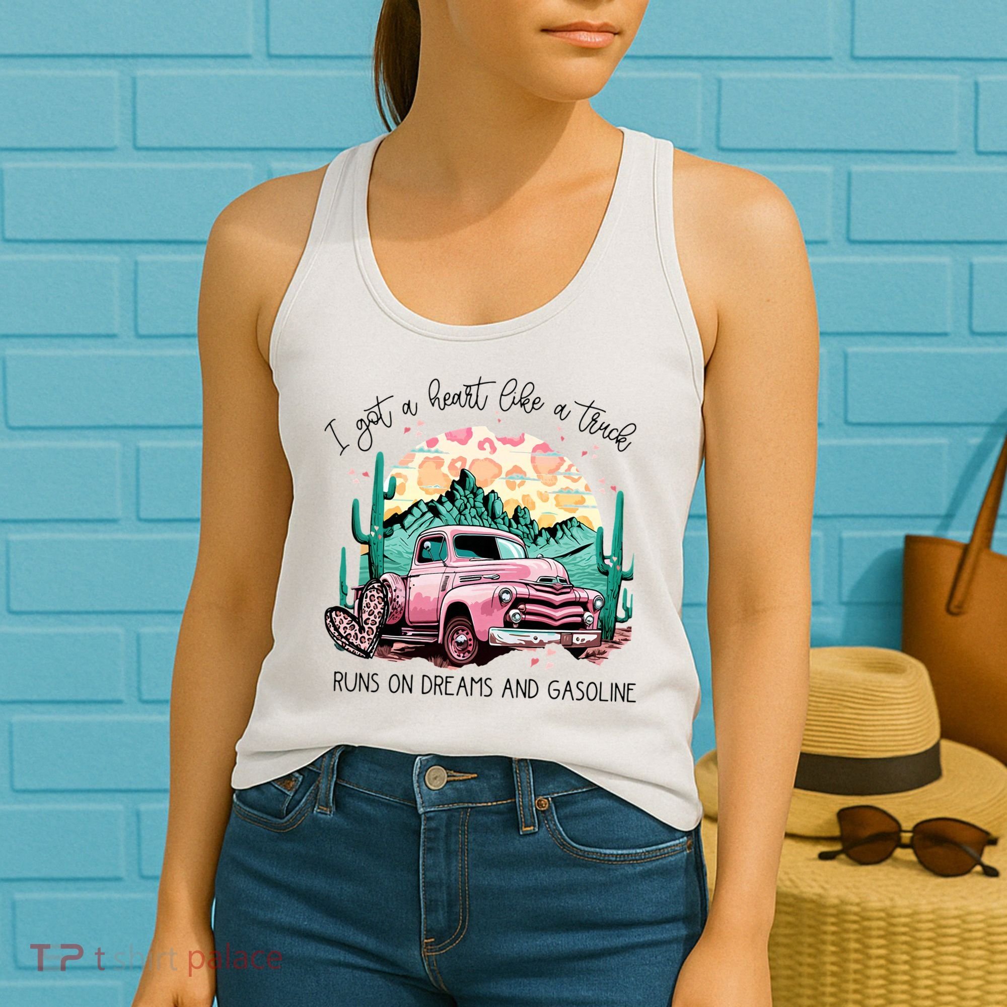 Western Sunset Cow I Got A Heart Like A Truck Women's Tank Top