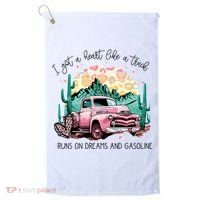 Western Sunset Cow I Got A Heart Like A Truck Golf Towel thumb 0