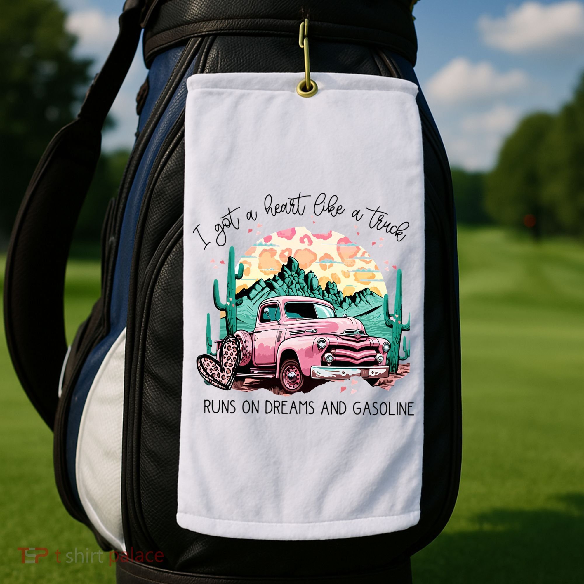 Western Sunset Cow I Got A Heart Like A Truck Golf Towel