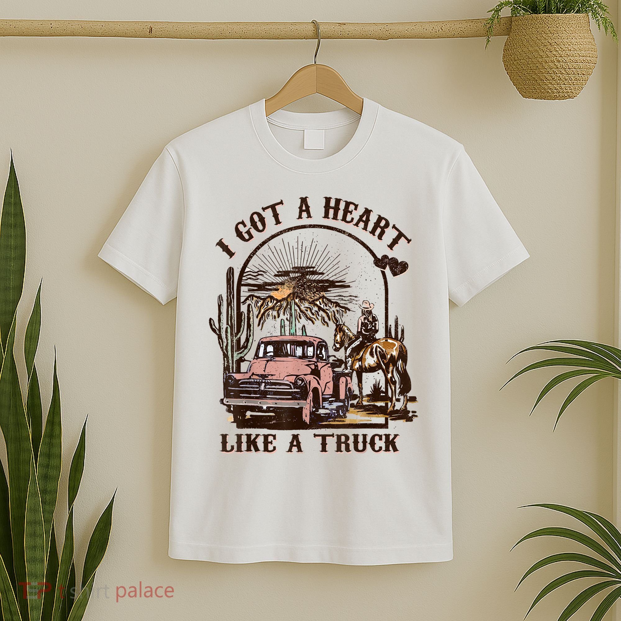 Western Sunset Cowgirl I Got A Heart Like A Truck T-Shirt