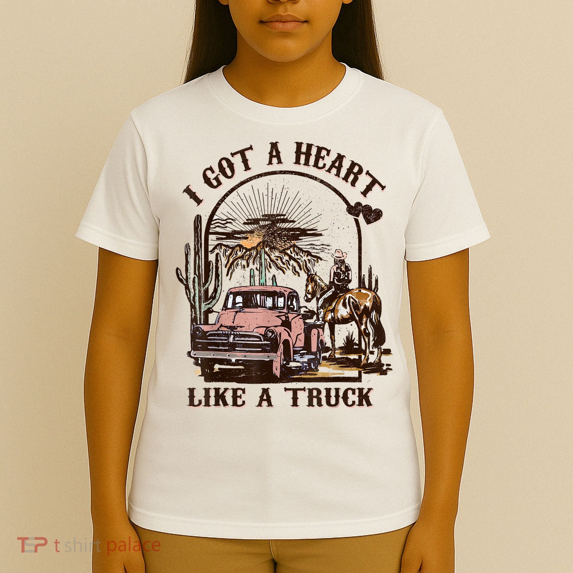 Western Sunset Cowgirl I Got A Heart Like A Truck T-Shirt