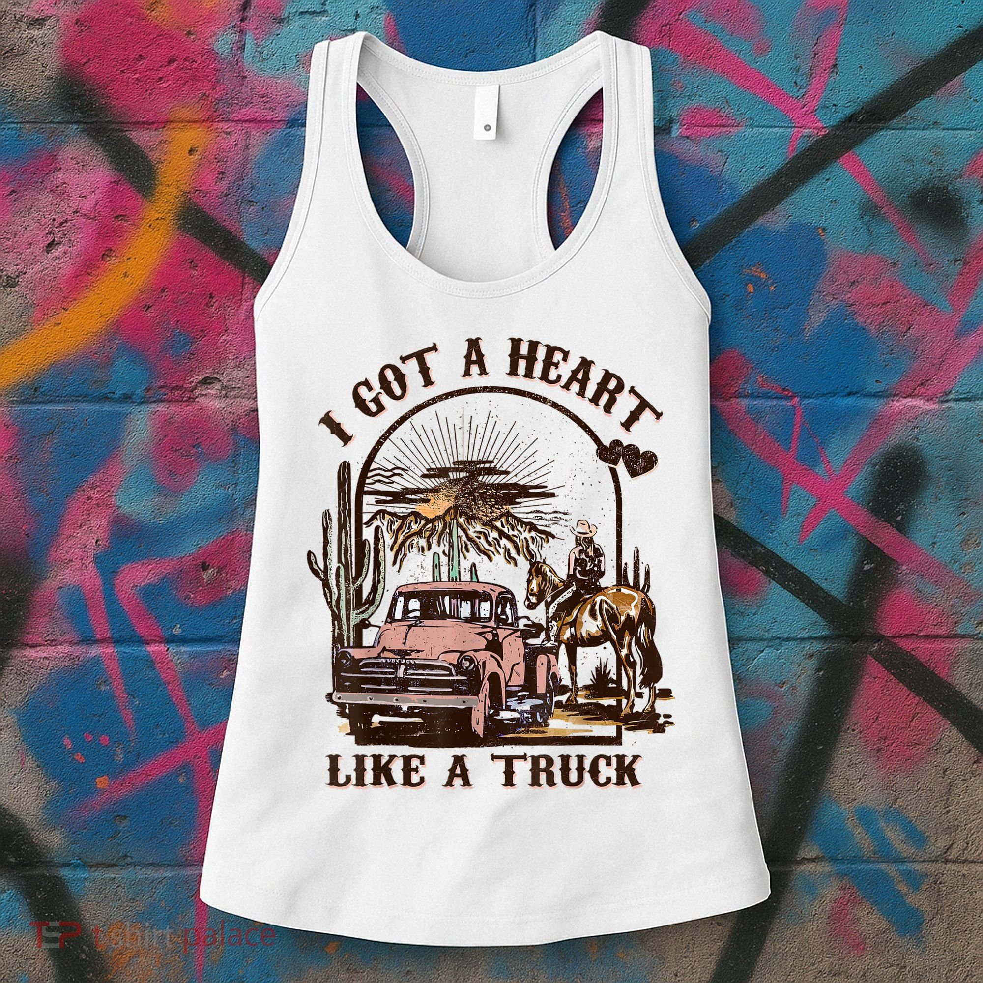 Western Sunset Cowgirl I Got A Heart Like A Truck Women's Tank Top
