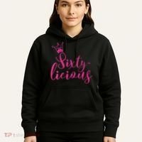 Wo Sixty-licious Crown Queen 60th Birthday Pink Sixtylicious V-Neck Hoodie thumb 5