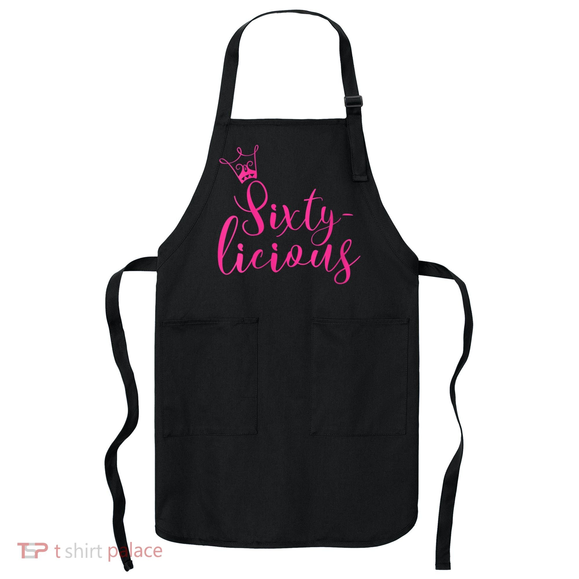 Wo Sixty-licious Crown Queen 60th Birthday Pink Sixtylicious V-Neck Apron