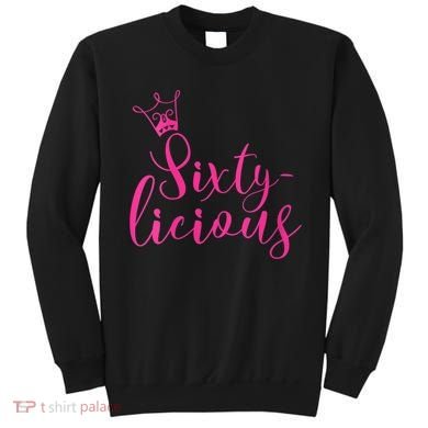 Wo Sixty-licious Crown Queen 60th Birthday Pink Sixtylicious V-Neck Sweatshirt