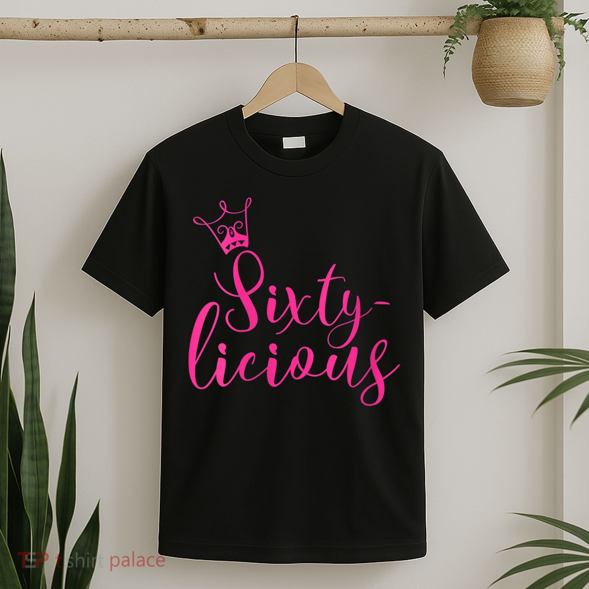 Wo Sixty-licious Crown Queen 60th Birthday Pink Sixtylicious V-Neck T-Shirt