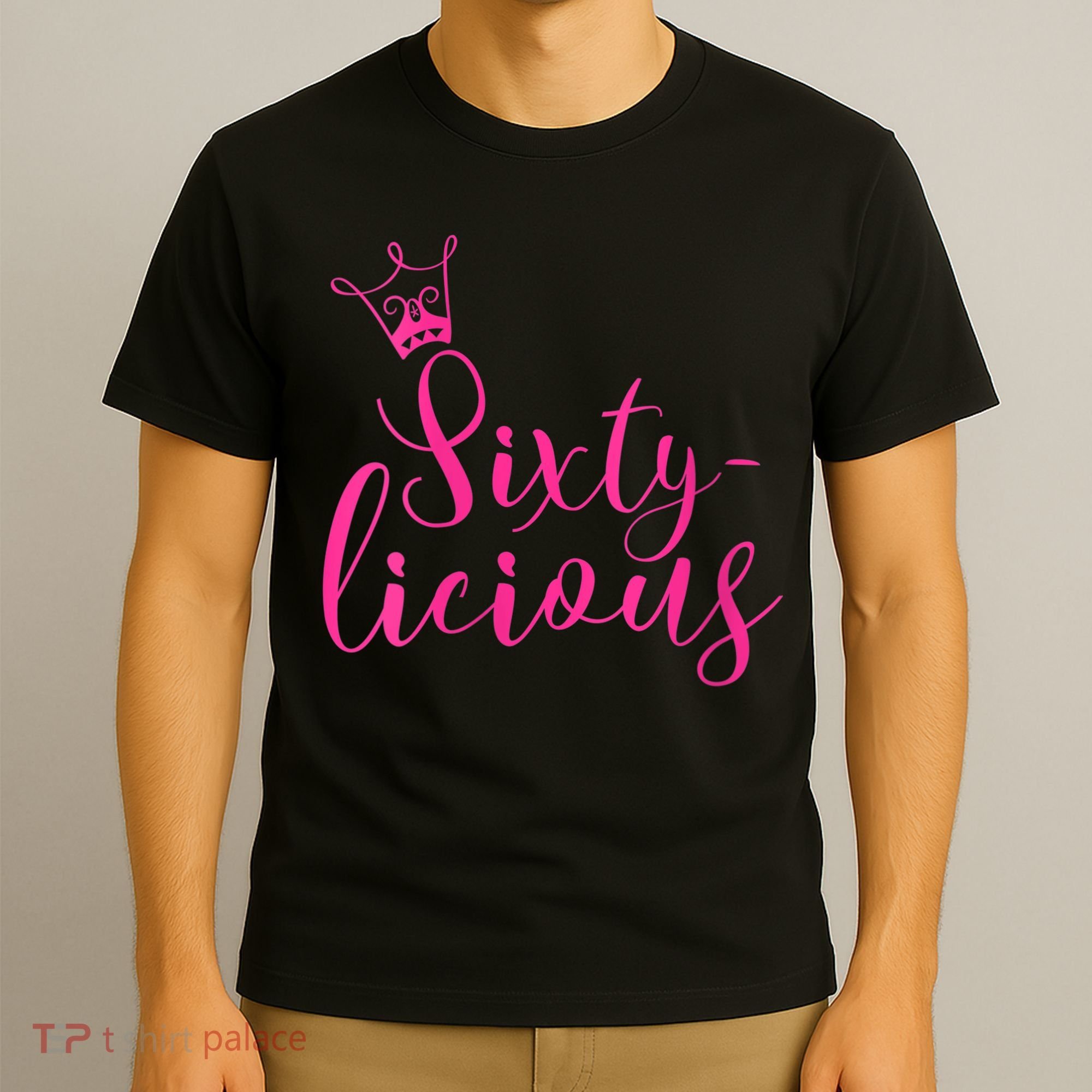 Wo Sixty-licious Crown Queen 60th Birthday Pink Sixtylicious V-Neck T-Shirt