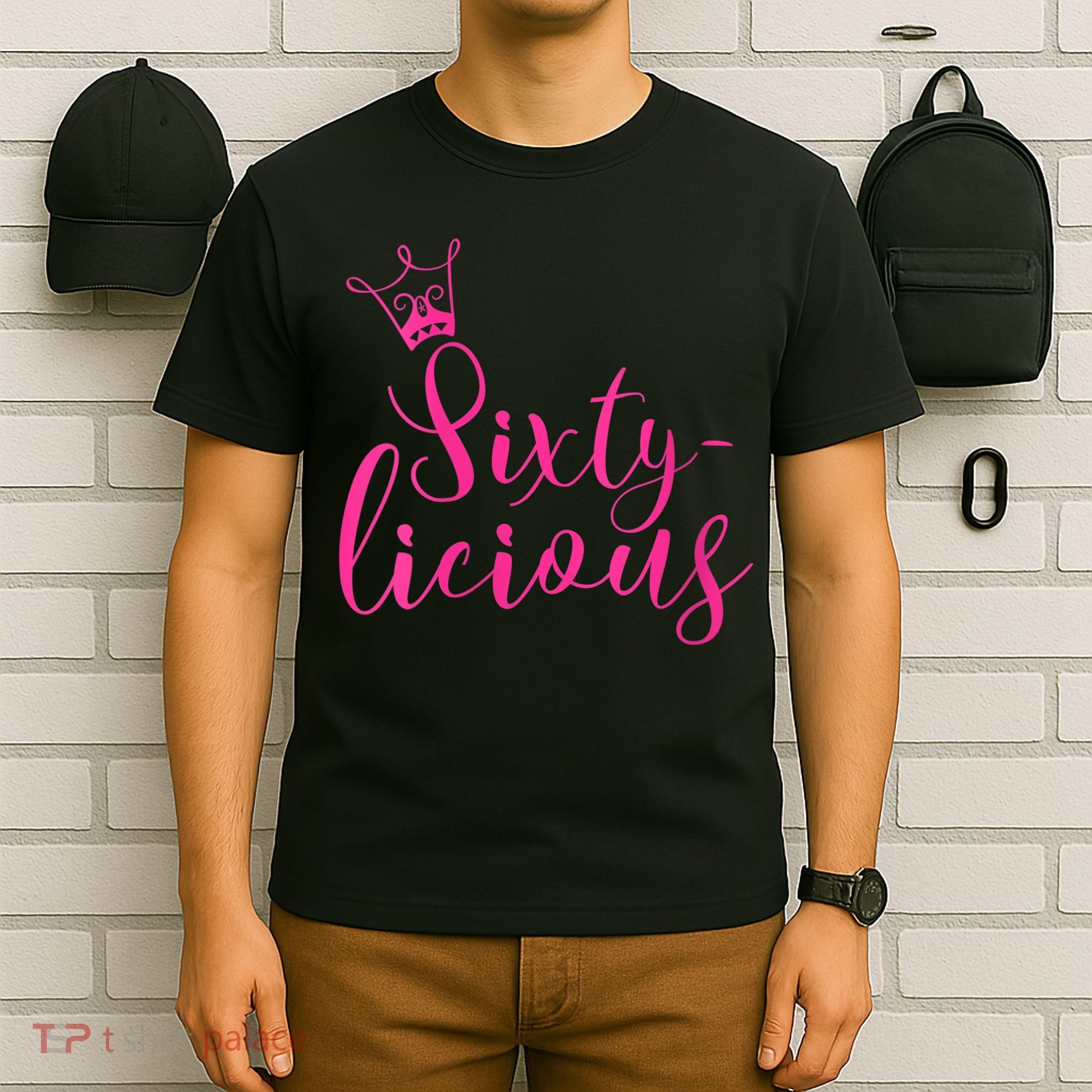 Wo Sixty-licious Crown Queen 60th Birthday Pink Sixtylicious V-Neck T-Shirt