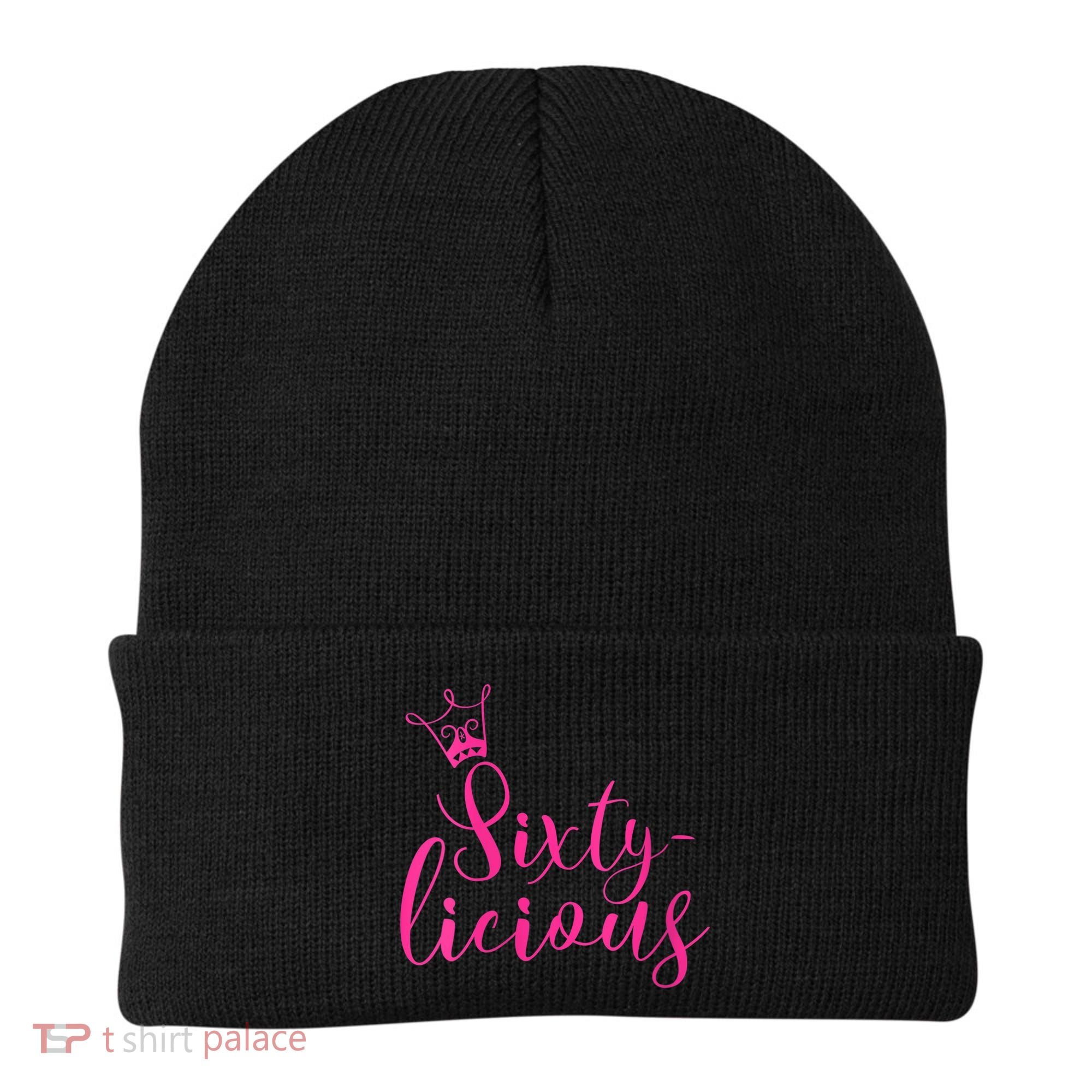 Wo Sixty-licious Crown Queen 60th Birthday Pink Sixtylicious V-Neck Beanie