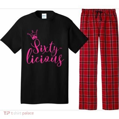 Wo Sixty-licious Crown Queen 60th Birthday Pink Sixtylicious V-Neck Pajama Set