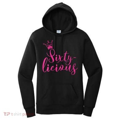 Wo Sixty-licious Crown Queen 60th Birthday Pink Sixtylicious V-Neck Women's Hoodie