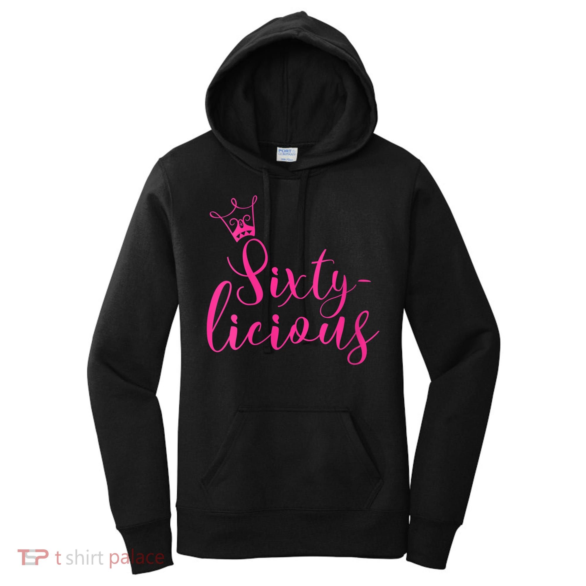 Wo Sixty-licious Crown Queen 60th Birthday Pink Sixtylicious V-Neck Women's Hoodie