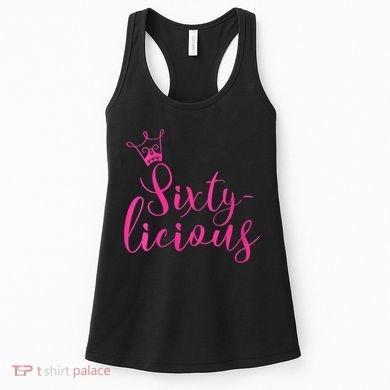 Wo Sixty-licious Crown Queen 60th Birthday Pink Sixtylicious V-Neck Women's Tank Top