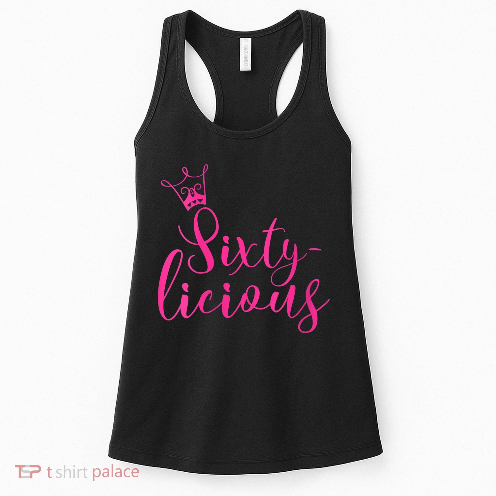 Wo Sixty-licious Crown Queen 60th Birthday Pink Sixtylicious V-Neck Women's Tank Top