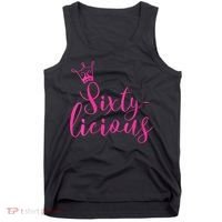 Wo Sixty-licious Crown Queen 60th Birthday Pink Sixtylicious V-Neck Tank Top thumb 0