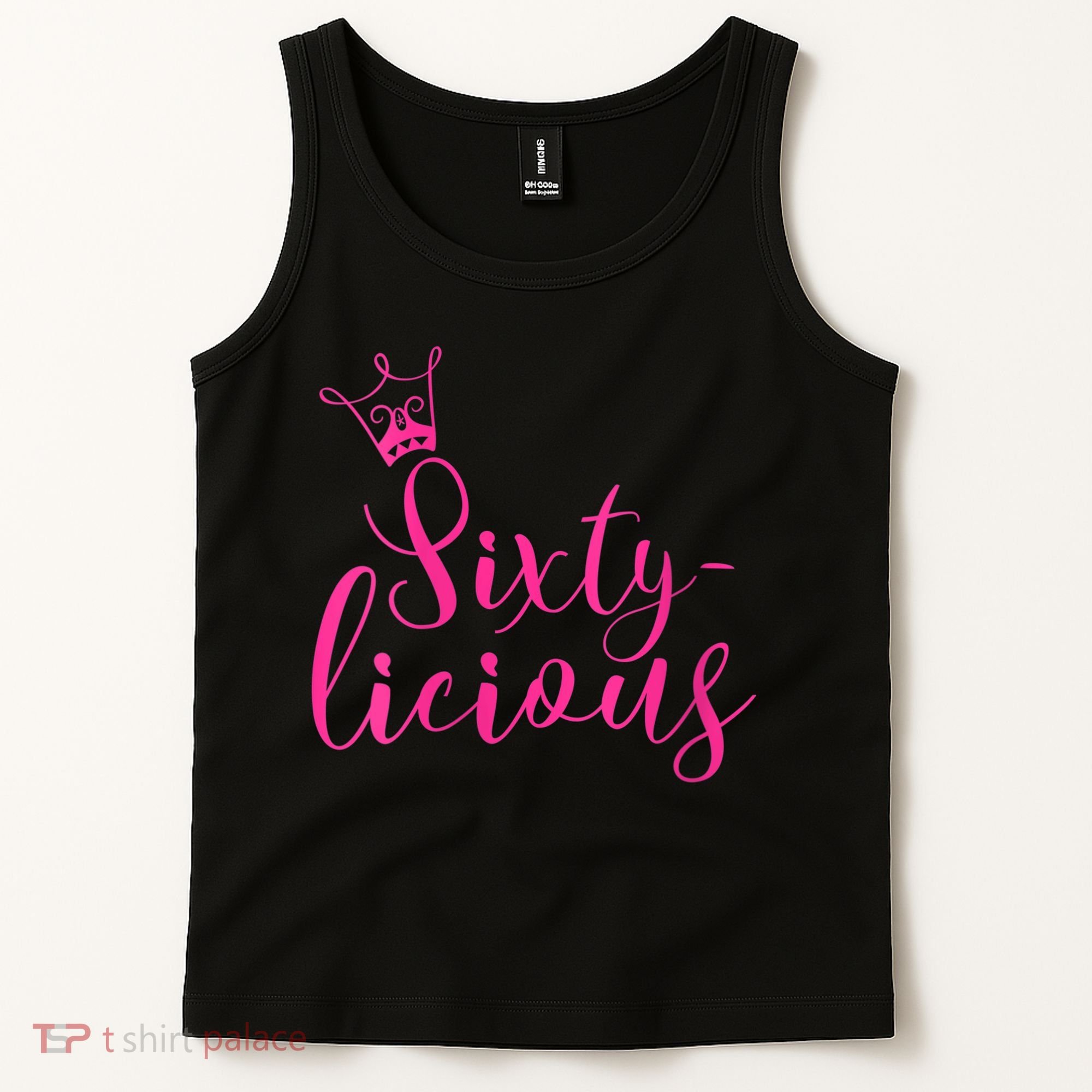 Wo Sixty-licious Crown Queen 60th Birthday Pink Sixtylicious V-Neck Tank Top