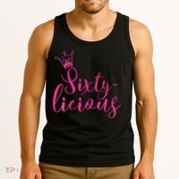 Wo Sixty-licious Crown Queen 60th Birthday Pink Sixtylicious V-Neck Tank Top thumb 3
