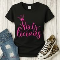 Wo Sixty-licious Crown Queen 60th Birthday Pink Sixtylicious V-Neck Women's T-Shirt thumb 3