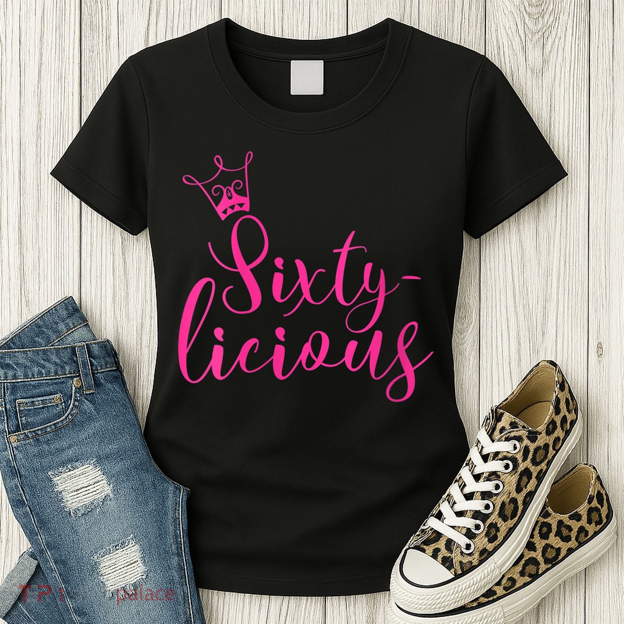 Wo Sixty-licious Crown Queen 60th Birthday Pink Sixtylicious V-Neck Women's T-Shirt