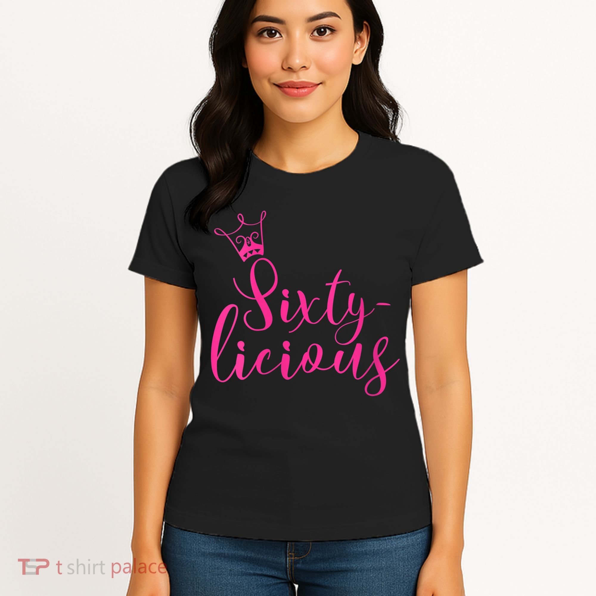 Wo Sixty-licious Crown Queen 60th Birthday Pink Sixtylicious V-Neck Women's T-Shirt