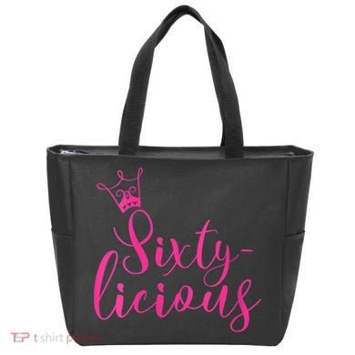 Wo Sixty-licious Crown Queen 60th Birthday Pink Sixtylicious V-Neck Tote Bag