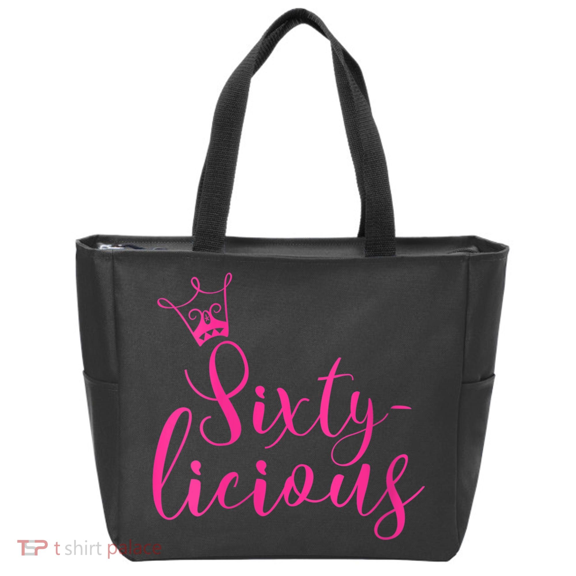 Wo Sixty-licious Crown Queen 60th Birthday Pink Sixtylicious V-Neck Tote Bag