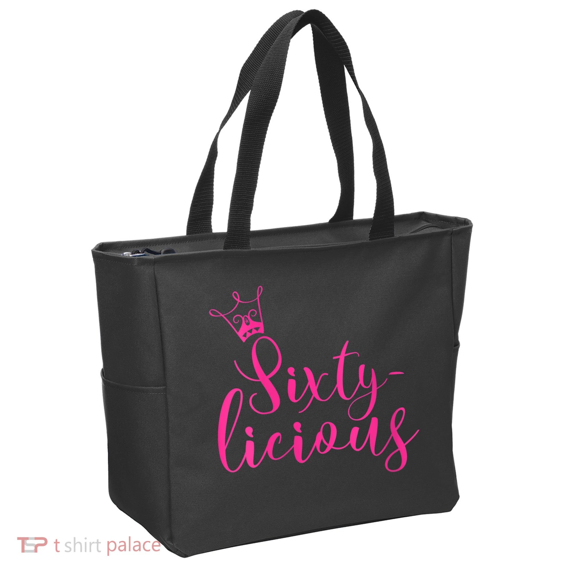 Wo Sixty-licious Crown Queen 60th Birthday Pink Sixtylicious V-Neck Tote Bag