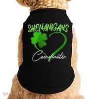 Wo Shenanigans Coordinator Green Heart Shamrock St Patricks Day Doggie Tank thumb 0