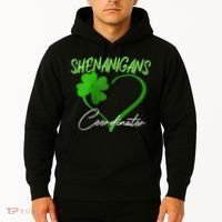 Wo Shenanigans Coordinator Green Heart Shamrock St Patricks Day Hoodie thumb 2