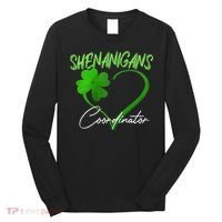 Wo Shenanigans Coordinator Green Heart Shamrock St Patricks Day Long Sleeve Shirt thumb 0