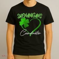 Wo Shenanigans Coordinator Green Heart Shamrock St Patricks Day T-Shirt thumb 3