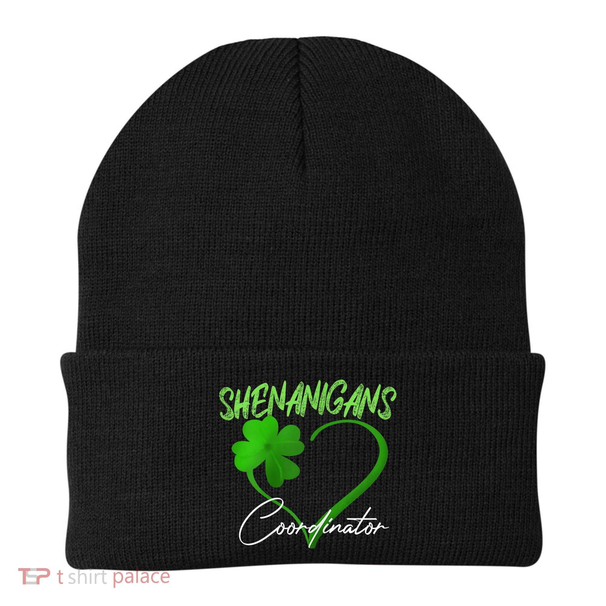 Wo Shenanigans Coordinator Green Heart Shamrock St Patricks Day Beanie